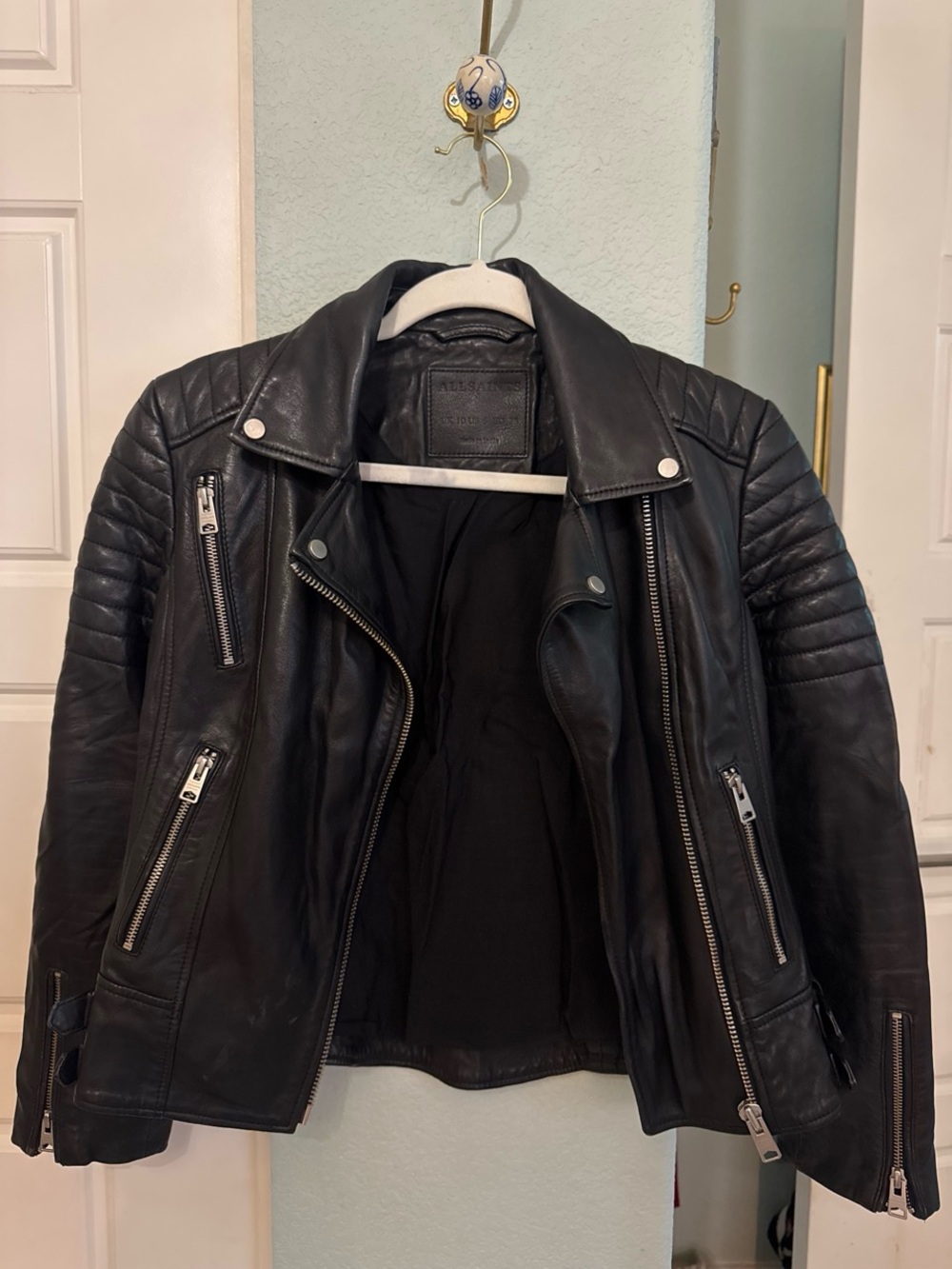 AllSaints Black 100% Leather Biker Jacket for Women - Picture 5 of 6